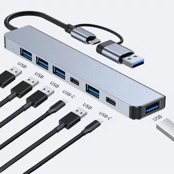 Hub USB 5 ports avec adaptateur USB-C à 2 ports – Solution de connectivité polyvalente